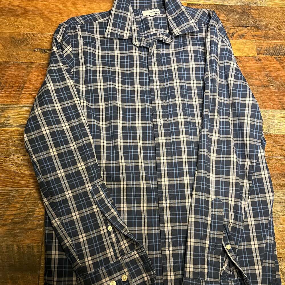 Sonoma Button Down Long Sleeve Blue Plaid Shirt Mens Large L